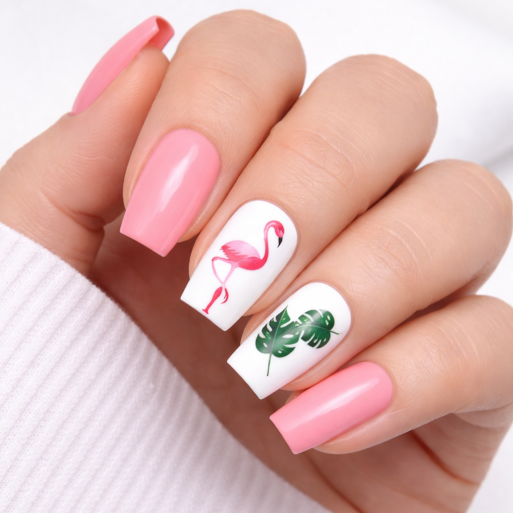 Uñas Flamingo Tropical