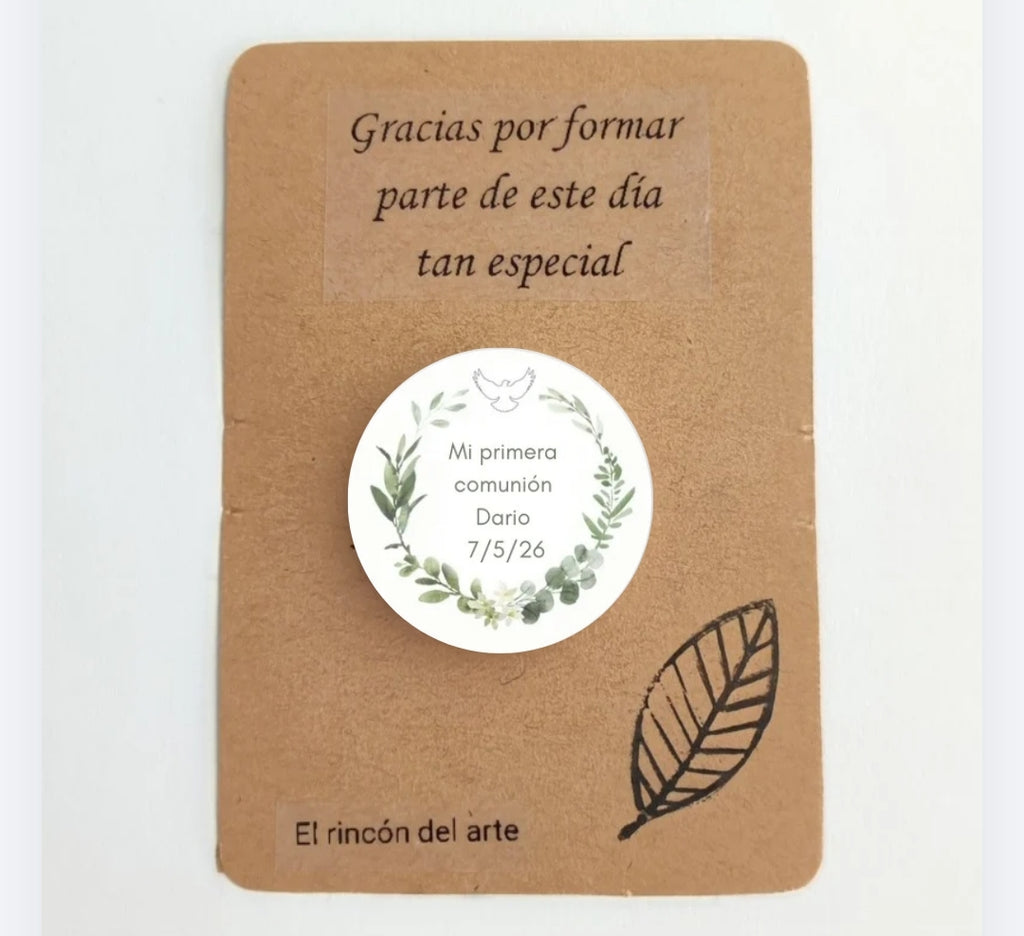 Chapa personalizada Comunión Paloma