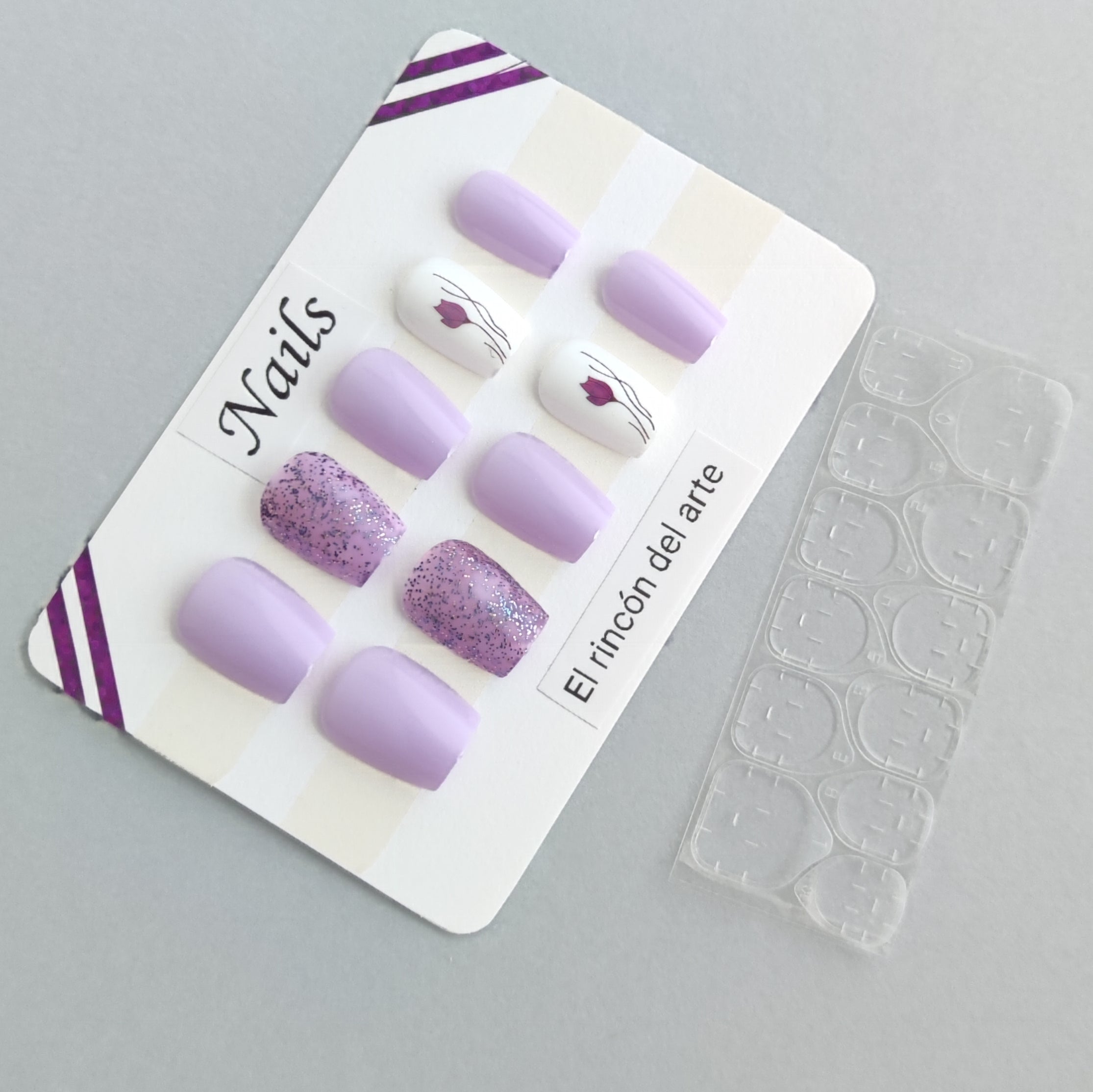 Uñas Lila Brillo