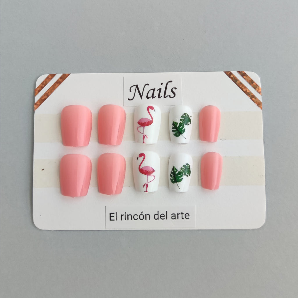 Uñas Flamingo Tropical