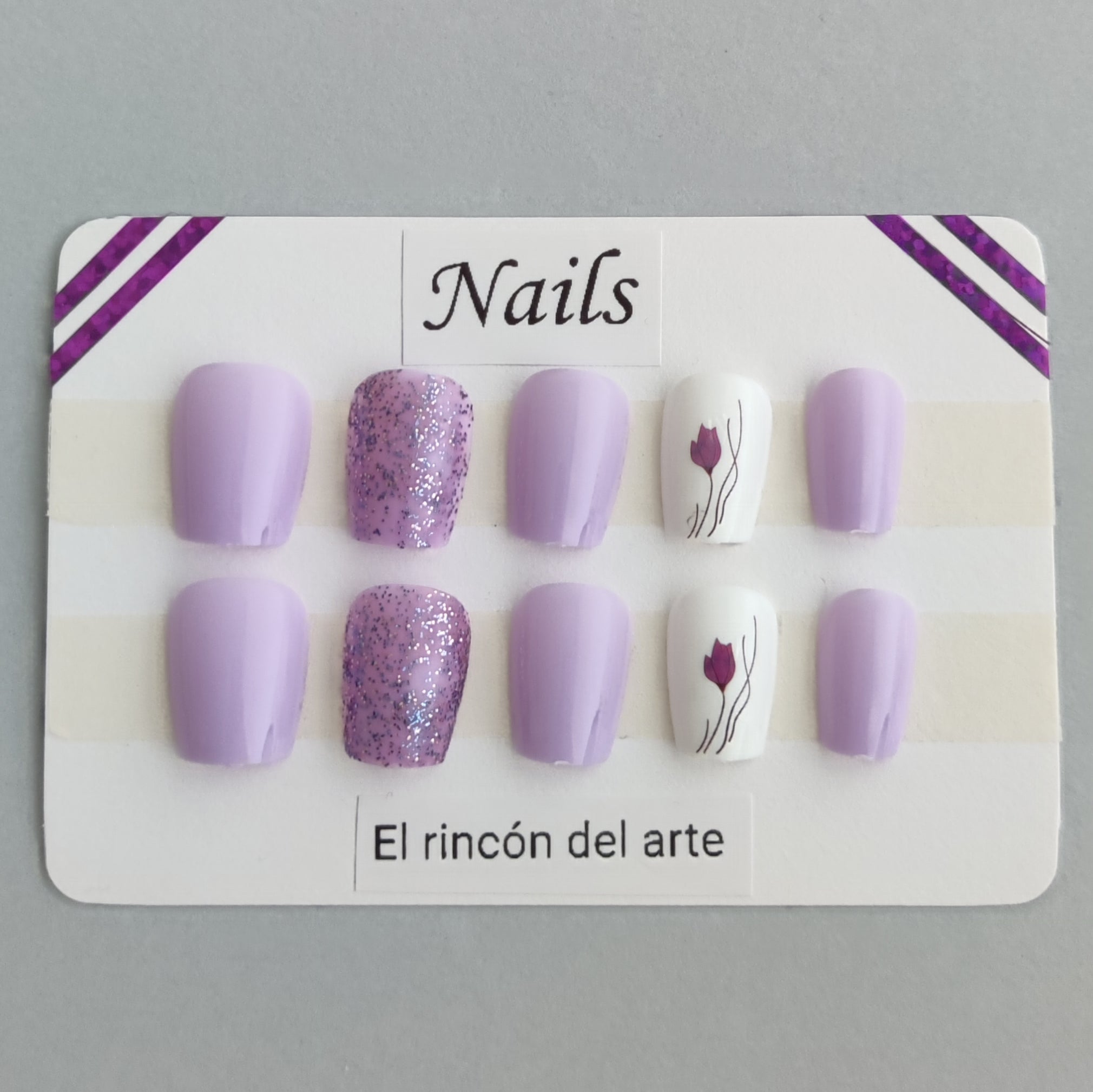 Uñas Lila Brillo